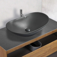 Раковина керамическая Vincea VBS-508MA, 615*360*155, накладная, цвет антрацит матовый - Gidratop.ru изображение