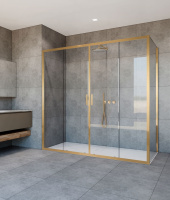 Душевой уголок Garda VSR-1G21017CLG, 1700*1000, брашированное золото, стекло прозрачное - Gidratop.ru изображение