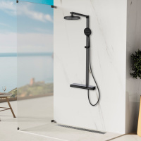 Душевая стойка Aspire VSFS-4AS1MB с изливом, черный матовый - Gidratop.ru изображение