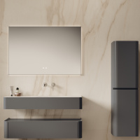 База под раковину Caprise 1200 подвесная, 1 выкатной ящик soft close, серый матовый - Gidratop.ru изображение