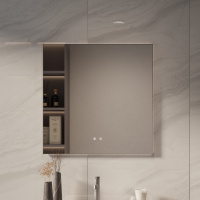 Зеркало LED VLM-4F800GM-2 800х800 c сенсорным выключателем, антизапотевание, вороненая сталь - Gidratop.ru изображение