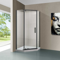 Душевой уголок Stresa VSP-1S900CLGM, 900*900, вороненая сталь, стекло прозрачное - Gidratop.ru изображение