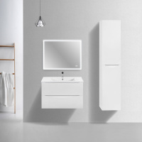 База под керамическую раковину Mia Slim 800 подвесная, 2 выкатных ящика soft close, G.White - Gidratop.ru изображение