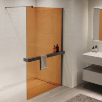 Душевая перегородка Walk-In VSW-1HR900GSGM, 900*2000, вороненая сталь, стекло янтарь - Gidratop.ru изображение