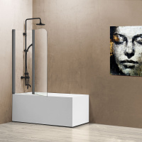 Душевая шторка на ванну VSB-12114CLGM, 1140*1400, вороненая сталь, стекло прозрачное - Gidratop.ru изображение