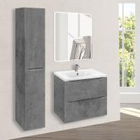 База под раковину Mia 600 подвесная, 2 выкатных ящика soft close, Beton - Gidratop.ru изображение