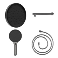 Комплект Inspire VSHH-3I2AHGM, верхний душ с держателем, ручной душ с шлангом, вороненая сталь - Gidratop.ru изображение