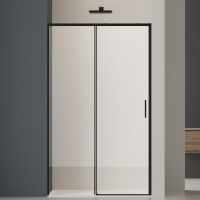 Душевая дверь Soft 2 VDS-3SO2140CLB, 1400, черный, стекло прозрачное - Gidratop.ru изображение