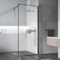 Душевая перегородка Walk-In VSW-1HP900FLGM, 900*2000, вороненая сталь, стекло рифленое - Gidratop.ru изображение