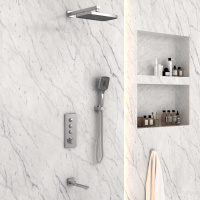 Душевой комплект VSFW-433T1CH встраиваемый, термостатический, 3 режима, хром - Gidratop.ru изображение