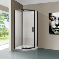 Душевой уголок Stresa VSP-1S900CLB, 900*900, черный, стекло прозрачное - Gidratop.ru изображение