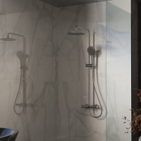 Душевая стойка Rondo VSFS-1R1GM с изливом, вороненая сталь - Gidratop.ru изображение