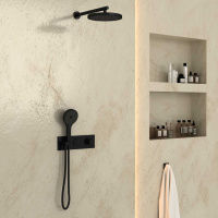 Душевой комплект VSFW-422T2MB встраиваемый, термостатический, 2 режима, черный - Gidratop.ru изображение