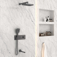 Душевой комплект VSFW-432T1GM встраиваемый, термостатический, 3 режима, вороненая сталь - Gidratop.ru изображение