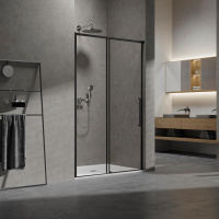 Душевая дверь Slim VDS-6SL140CLB, 1400, черный, стекло прозрачное - Gidratop.ru изображение