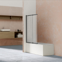 Душевая шторка на ванну VSB-1E100CLGM, 1000*1450, вороненая сталь, стекло прозрачное - Gidratop.ru изображение