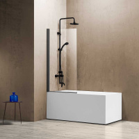 Душевая шторка на ванну VSB-11800CLGM, 800*1400, вороненая сталь, стекло прозрачное - Gidratop.ru изображение