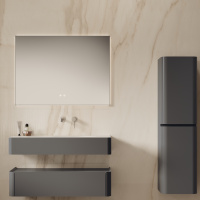 База под раковину Caprise 1000 подвесная, 1 выкатной ящик soft close, серый матовый - Gidratop.ru изображение