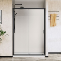 Душевая дверь City VDS-5CT150CLB, 1500, черный, стекло прозрачное - Gidratop.ru изображение