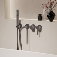 Смеситель для ванны Villa VTFW-1VL1GM, встраиваемый, вороненая сталь - Gidratop.ru изображение