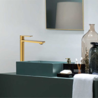 Смеситель для раковины Vogue VBF-1V2BG однорычажный, брашированное золото - Gidratop.ru изображение