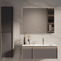 База под раковину Elise 1000 подвесная, правая, 2 выкатных ящика soft close, серый матовый - Gidratop.ru изображение