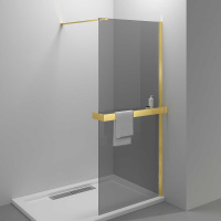 Душевая перегородка Walk-In HR VSW-4HR100CGG, 1000*2000, брашированное золото, стекло тонированное - Gidratop.ru изображение