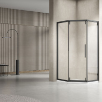 Душевой уголок Show VSP1-4SH100CLB, 1000*1000, черный, стекло прозрачное - Gidratop.ru изображение