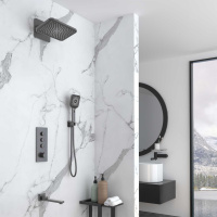 Душевой комплект VSFW-433TI4GM встраиваемый, термостат, трехрежимный, вороненая сталь - Gidratop.ru изображение