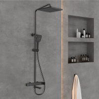 Душевая стойка Cube VSFS-1C1MB с изливом, черный - Gidratop.ru изображение