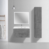 База под керамическую раковину Mia Slim 900 подвесная, 2 выкатных ящика soft close, Beton - Gidratop.ru изображение