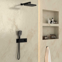 Душевой комплект VSFW-422T1MB встраиваемый, термостатический, 2 режима, черный - Gidratop.ru изображение