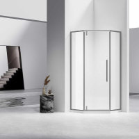 Душевой уголок Slim-N VSP-4SN100CLGM, 1000*1000, вороненая сталь, стекло прозрачное - Gidratop.ru изображение