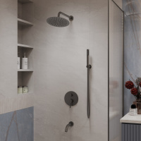 Душевой комплект Villa VSFW-1VL3GM встраиваемый, 3 режима, вороненая сталь - Gidratop.ru изображение