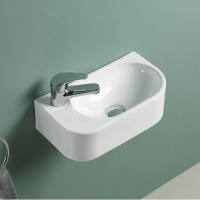 Раковина керамическая Vincea VBS-506L, 400*215*120, подвесная, цвет белый, левая - Gidratop.ru изображение