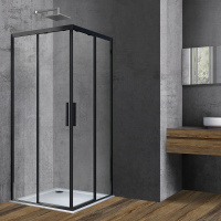 Душевой уголок Soft VSS-3SO100CLB, 1000*1000, черный, стекло прозрачное - Gidratop.ru изображение