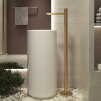 Смеситель для раковины напольный Rim VFBF-2R1BG, однорычажный, брашированное золото - Gidratop.ru изображение