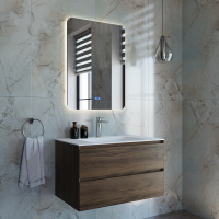 База под раковину Luka 800 подвесная, 2 выкатных ящика soft-close, С.Oak - Gidratop.ru изображение