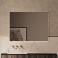 Зеркало LED VLM-4F100BG-2 1000х800 c сенсорным выключателем, антизапотевание, брашированное золото - Gidratop.ru изображение