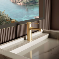 Смеситель для раковины Rim VBF-2RM1BG однорычажный, брашированное золото - Gidratop.ru изображение