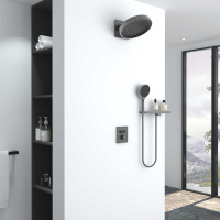 Душевой комплект Inspire VSFW-3I21MT3RGM встраиваемый, термостат, двухрежимный, вороненая сталь - Gidratop.ru изображение