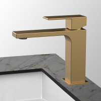 Смеситель для раковины Cube VBF-1C01BG однорычажный, брашированное золото - Gidratop.ru изображение