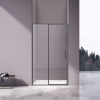 Душевая дверь Slim 8mm VDP-4SL120CLGM, вороненая сталь, стекло прозрачное - Gidratop.ru изображение