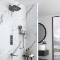 Душевой комплект VSFW-433TI4RGM встраиваемый, термостат, трехрежимный, вороненая сталь - Gidratop.ru изображение