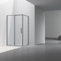 Душевой уголок Slim 8mm VSR-4SLP9012CLGM, 1200*900, вороненая сталь, стекло прозрачное - Gidratop.ru изображение