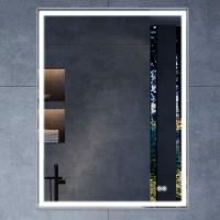 Зеркало LED VLM-3VN600-2 600х800 c сенсорным выключателем и диммером, антизапотевание - Gidratop.ru изображение