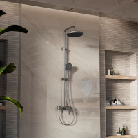 Душевая стойка VSFS-413GM с изливом, вороненая сталь - Gidratop.ru изображение