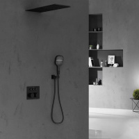 Душевой комплект VSFW-401TMB термостатический встраиваемый, трехрежимный, черный - Gidratop.ru изображение