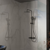 Душевая стойка Rondo VSFS-1R1MB с изливом, черный матовый - Gidratop.ru изображение