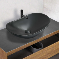 Раковина керамическая Vincea VBS-508MB, 615*360*155, накладная, цвет черный матовый - Gidratop.ru изображение